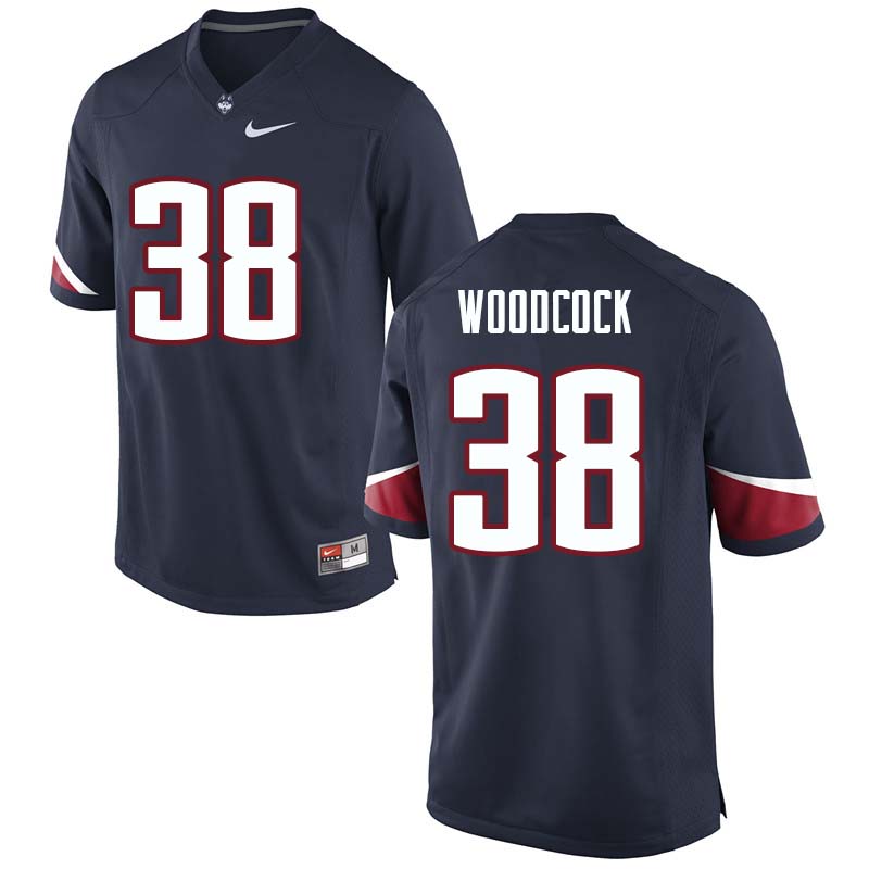 Men's #38 Jeff Woodcock Uconn Huskies College Football Jerseys Sale-Navy - Click Image to Close